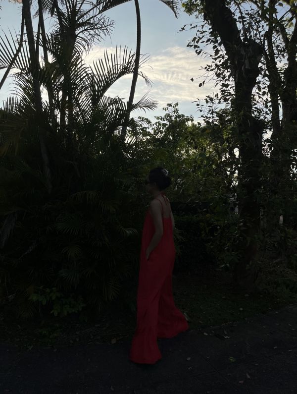 荷葉邊飄逸拖地連身褲 荷葉邊連身褲