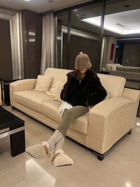 加厚高級皮草短外套（深咖） 