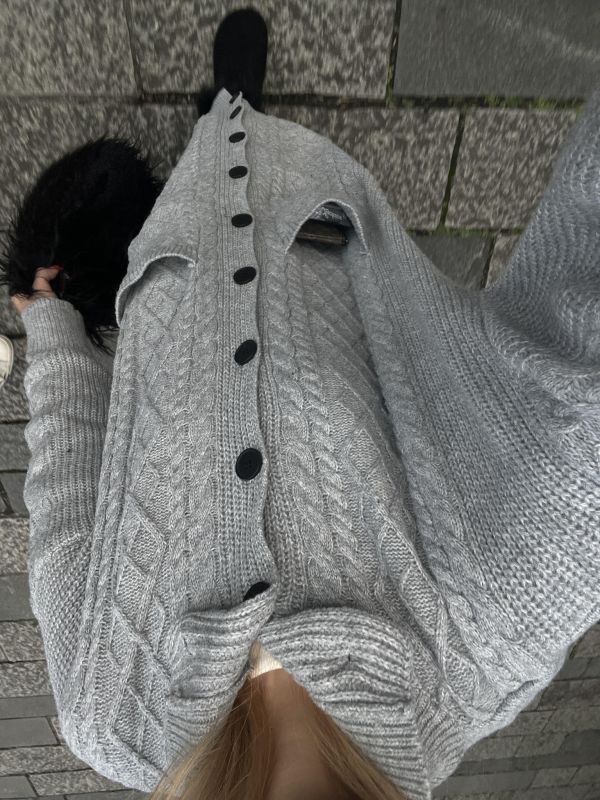 兩穿慵懶風寬鬆毛衣外套 