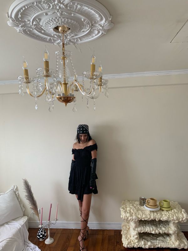 AUS BAE ROMPER BLACK 點點彈力褲裙洋裝