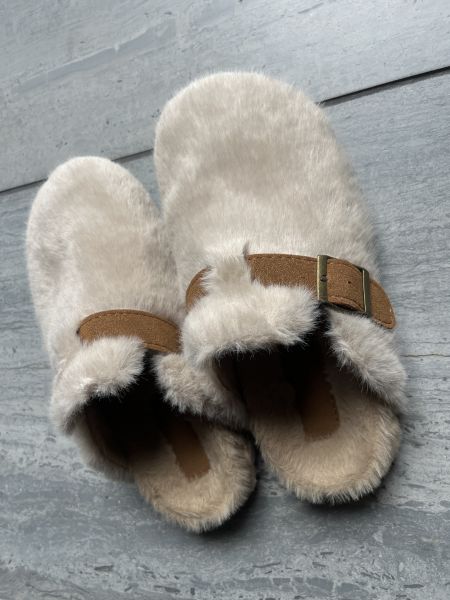 毛毛絨高級杏色慵懶拖 