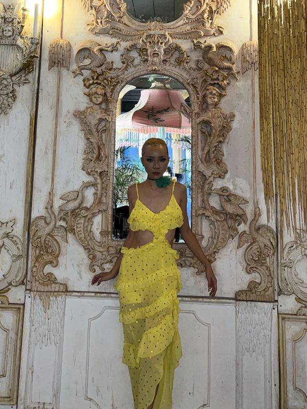 Sequined beach floor length dress 