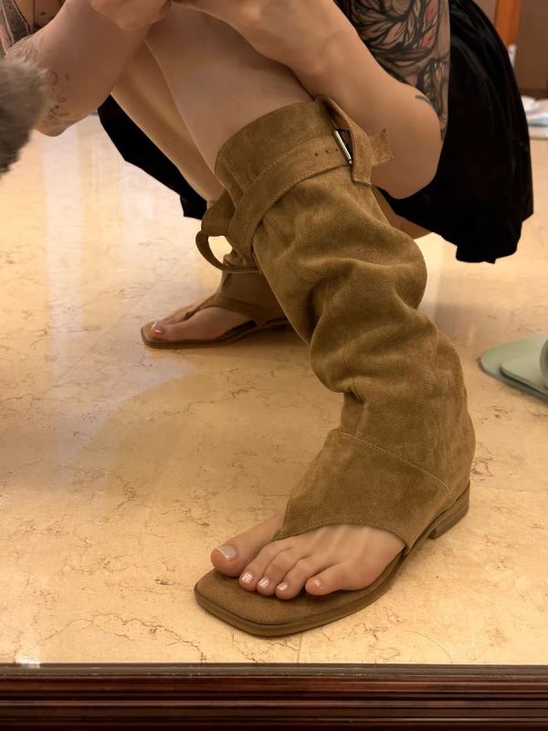 韓風麂皮個性涼鞋 