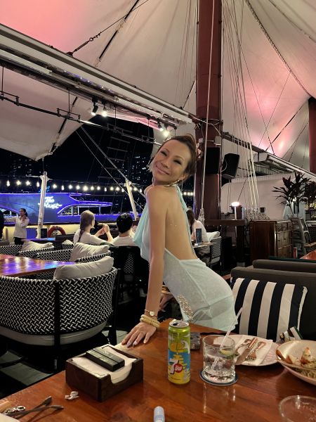 海洋 馬卡龍拼色蕾絲長洋裝