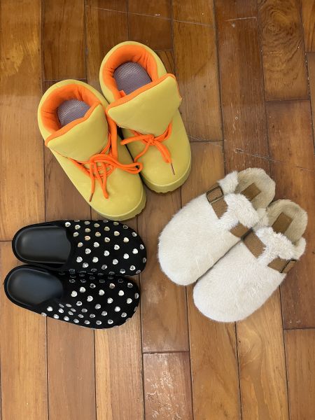 毛毛絨高級杏色慵懶拖 