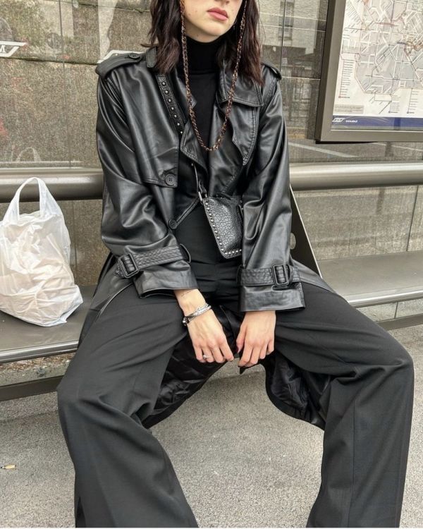 艾曼紐二世迴廊 皮大衣 帥氣皮衣