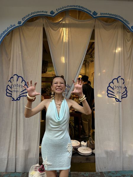 海洋 馬卡龍拼色蕾絲長洋裝