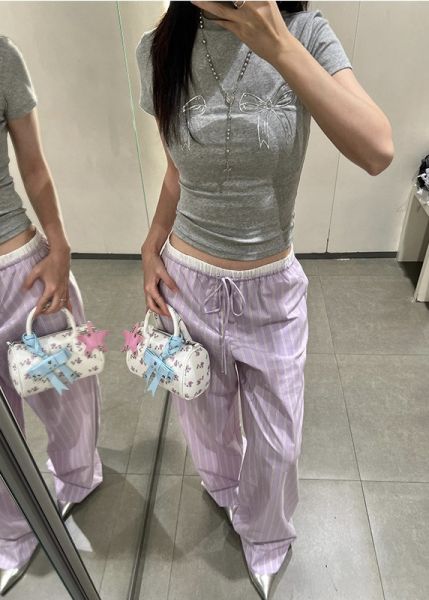紫羅蘭條紋褲 