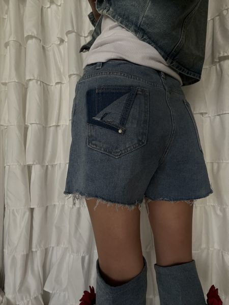 JO JO Denim shorts 復古毛邊牛仔褲