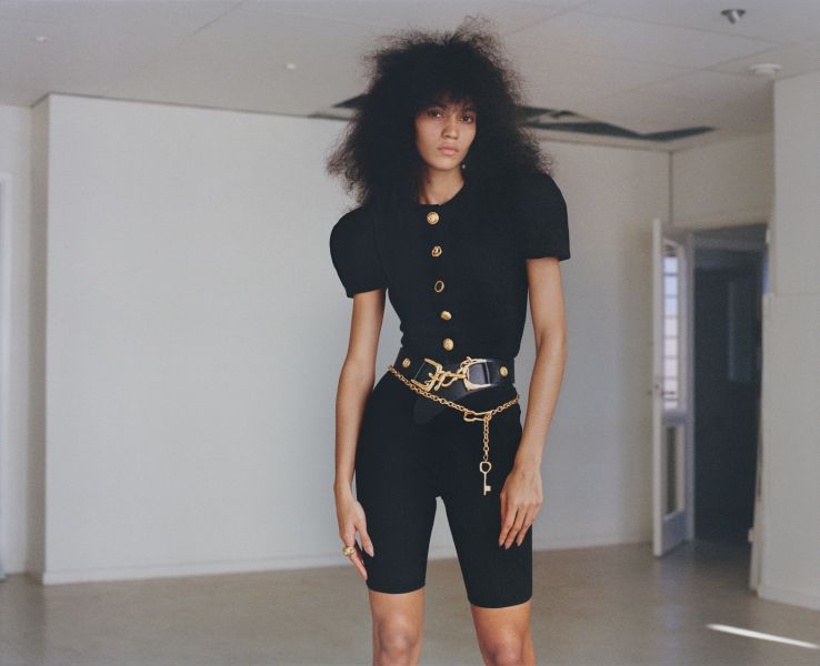 浮雕金屬釦時髦套裝 