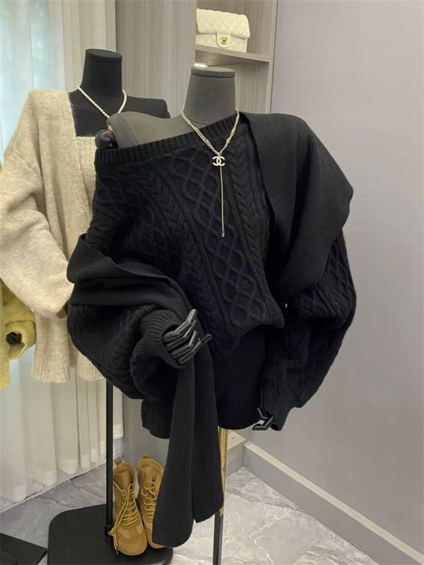 韓國針織寬鬆三件套裝 