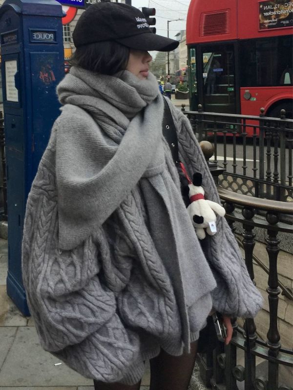 韓國針織寬鬆三件套裝 