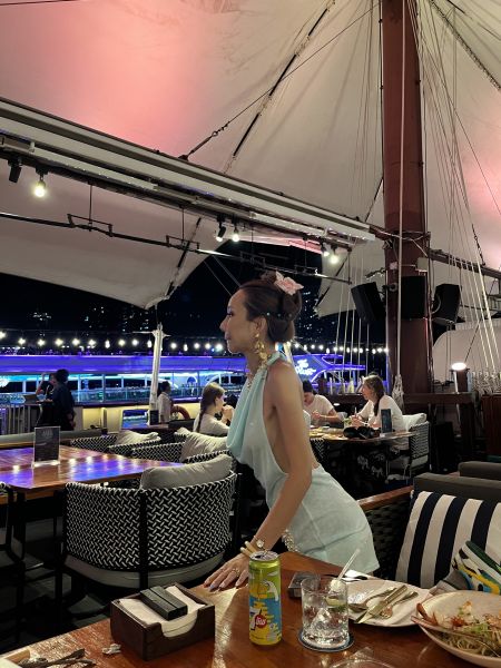 海洋 馬卡龍拼色蕾絲長洋裝