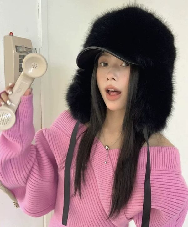 顯頭小毛毛一體鴨舌帽 