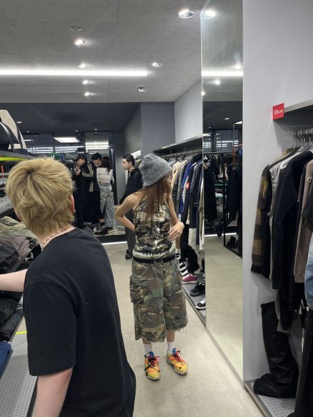 playboi 迷彩七分 pants 男女同款 