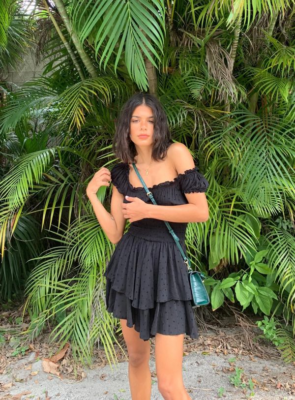 AUS BAE ROMPER BLACK 點點彈力褲裙洋裝