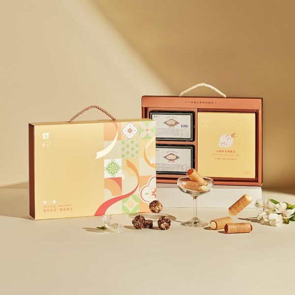 彌月禮盒－綻放實心米香（實心蛋捲4入x2+爽脆盒15入／盒） 