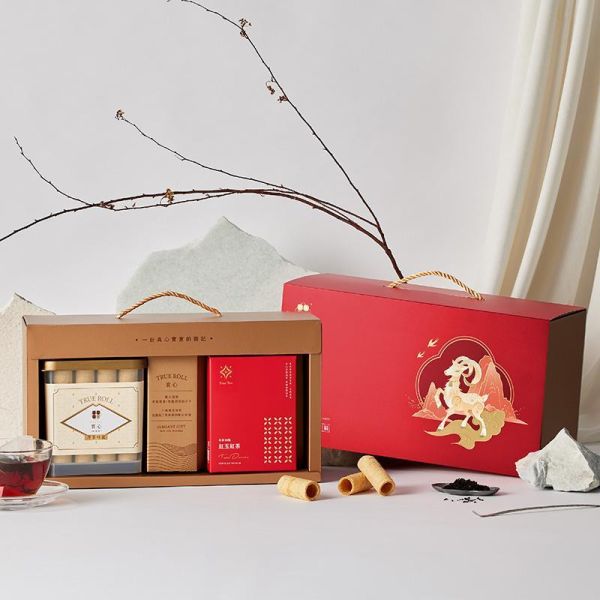 【過年禮盒】瑞羊開泰茶韻禮盒（粹蛋捲32入x1+紅玉紅茶8入／盒） 