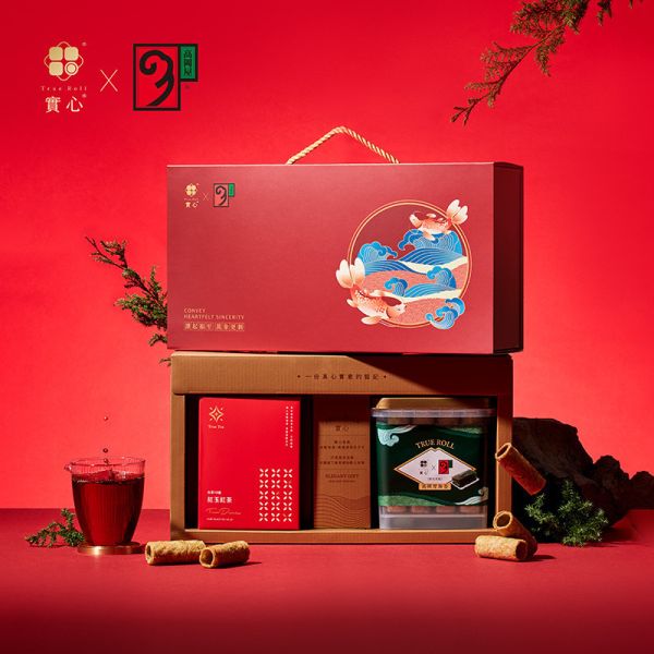 【高岡屋聯名】金鯉茶韻禮盒（粹蛋捲32入x1+紅玉紅茶8入／盒） 