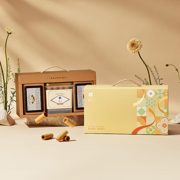 彌月禮盒－綻放雙蛋捲（粹蛋捲32入x1+實心蛋捲4入x2） 