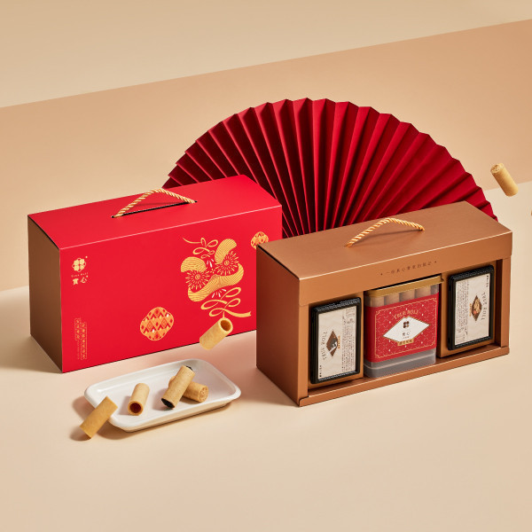 【企業禮盒】獻瑞雙蛋捲禮盒（粹蛋捲32入x1+實心蛋捲4入x2） 