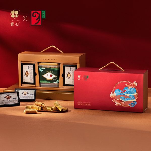 【高岡屋聯名】金鯉臻選五韻禮盒（粹蛋捲32入x1+實心蛋捲4入x4） 