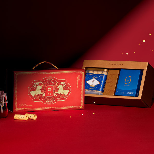 【過年禮盒】瑞駿咖啡禮盒（粹蛋捲32入x1+濾掛咖啡8入／盒） 