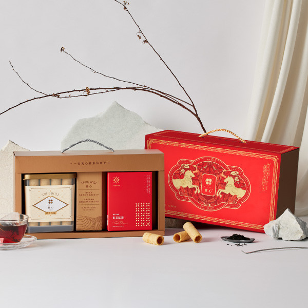 【過年禮盒】瑞駿茶韻禮盒（粹蛋捲32入x1+紅玉紅茶8入／盒） 