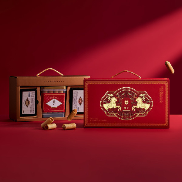 【過年禮盒】瑞駿臻選五韻禮盒（粹蛋捲32入x1+實心蛋捲4入x4） 