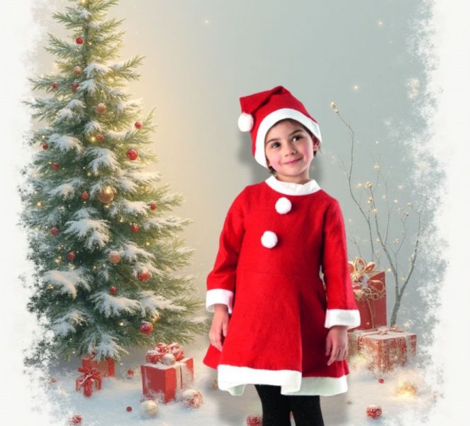 YF6475 -小女孩聖誕服(2件組) 聖誕節,聖誕裝,角色扮演,交換禮物,