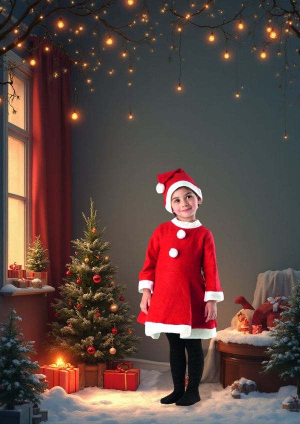 YF6475 -小女孩聖誕服(2件組) 聖誕節,聖誕裝,角色扮演,交換禮物,