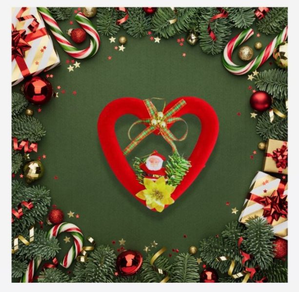 YF18568  -植絨愛心 聖誕節,聖誕裝,角色扮演,交換禮物,