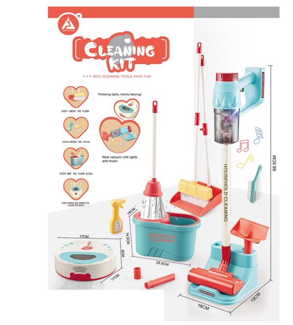 仿真電動－居家清潔大套裝 模擬電動燈光音樂家居吸塵掃地清潔大套裝,辦家家酒,打掃玩具,家務清潔系列