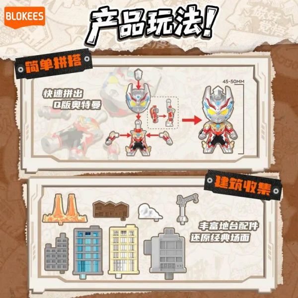 LK53486 -力霸王元氣劇場第一彈城市英雄 正版授權品牌玩具,BLOKEES布魯可,盲盒,公仔,