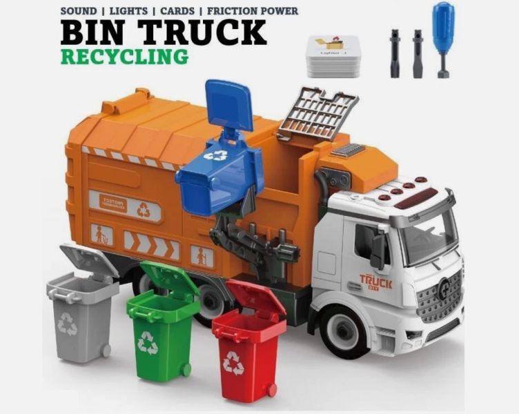 CF159027 - 聲光分類垃圾車套裝 場景套裝類,玩具車,家務清潔系列,