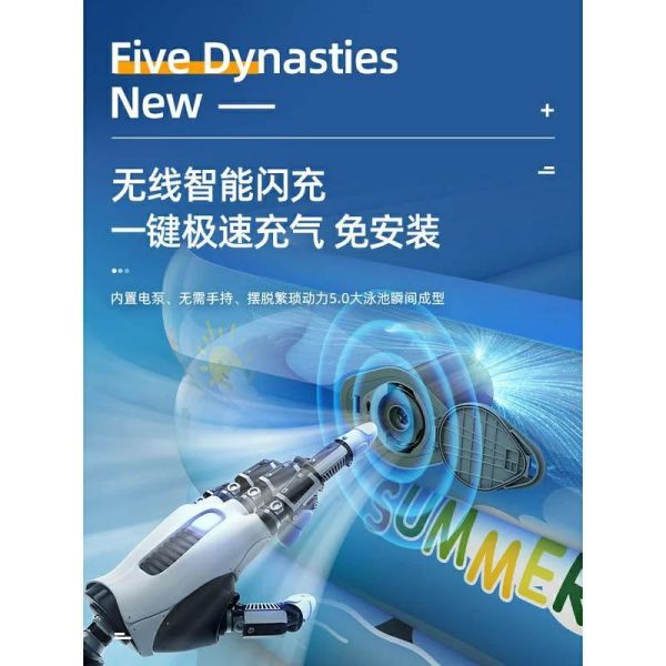 YF15621 - 藍白三環印花水池 夏季專區,充氣泳池／摺疊泳池/充氣滑梯,帳篷/球池,