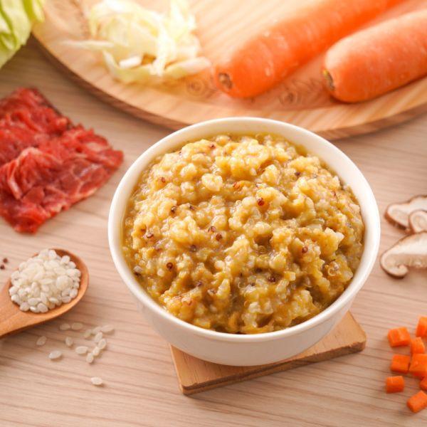 C08 鮮菇小牛藜麥粥1包 芽米寶貝,芽米寶貝副食品,YummyBaby,babyfood,自主檢驗,營養師,營養師推薦,副食品,寶寶粥,寶寶泥,無調味寶寶粥,無調味,五倍粥,蔬菜泥,蔬果泥,肉粥,蔬菜肉肉粥,蔬果高湯粥,牛肉,肉末,蝦皮,媽咪愛