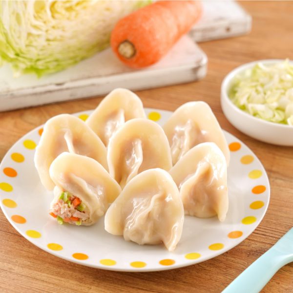J01 手工高麗菜豬肉水餃 芽米寶貝,芽米寶貝副食品,YummyBaby,babyfood,自主檢驗,營養師,營養師推薦,副食品,寶寶水餃,手工水餃,麵食,微調味,低鈉,蝦皮,媽咪愛