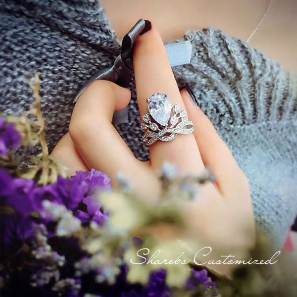 Baby婚戒（水滴皇冠） 美國莫桑石,莫桑鑽,女戒,鑽戒,鑽石,求婚,時尚,百搭,情人節,聖誕節,訂婚,情侶戒,禮物,紀念,週年,耳釘,耳掛,耳線,手鍊,母親節,父親節,尾戒,天然珍珠,黃鑽,藍鑽
