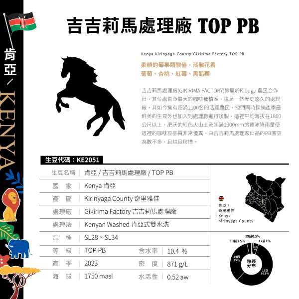 肯亞 | 吉吉莉馬處理廠 | TOP PB 肯亞,吉吉莉馬處理廠, TOP PB, 肯亞式雙水洗,咖啡生豆