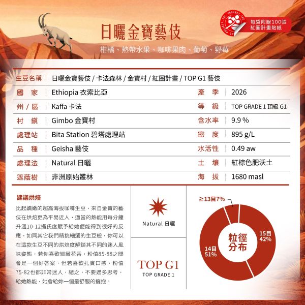 2026 日曬金寶藝伎 | 衣索比亞 | 卡法森林 | 金寶村 | 紅圈計畫 咖啡生豆,衣索比亞,金寶藝技,卡法森林,日曬,頂級G1藝伎