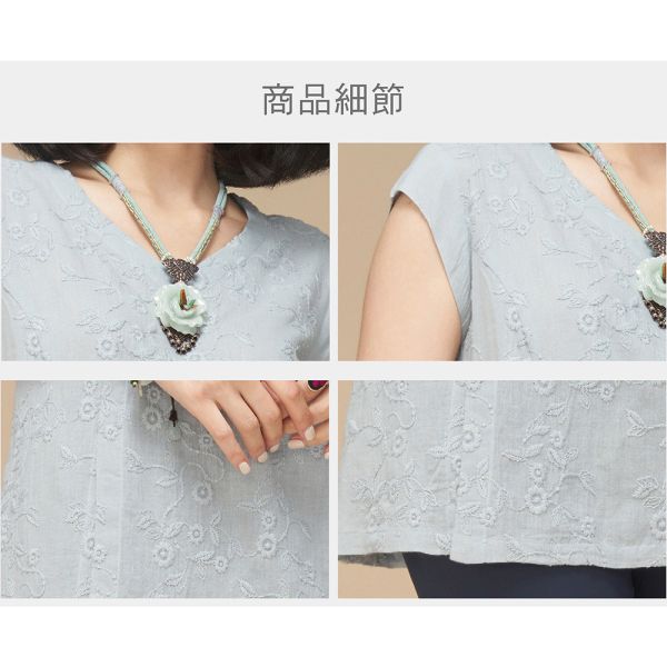 刺繡顯瘦長背心 