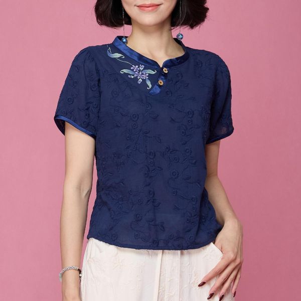 手繪刺繡斜襟上衣 