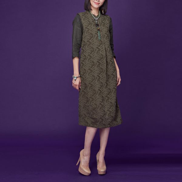 棉麻緹花顯瘦背心裙 