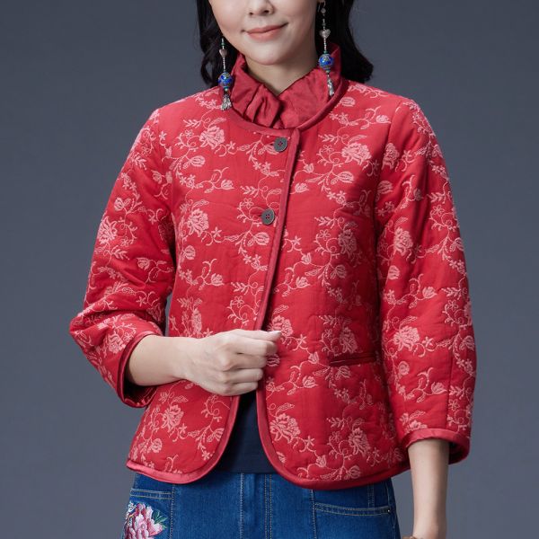 刺繡配色鋪棉小外套 
