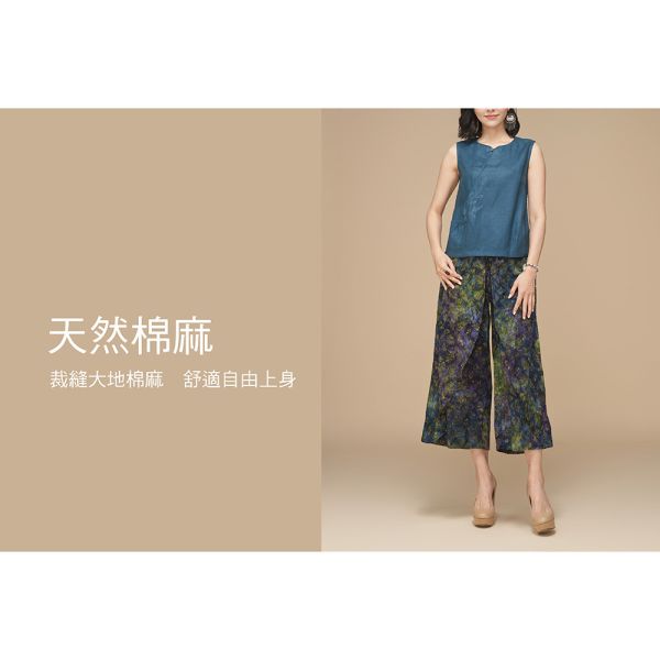亞麻絲光車花單穿背心 
