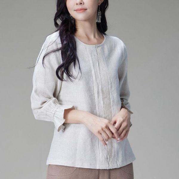 亞麻燈籠袖上衣 
