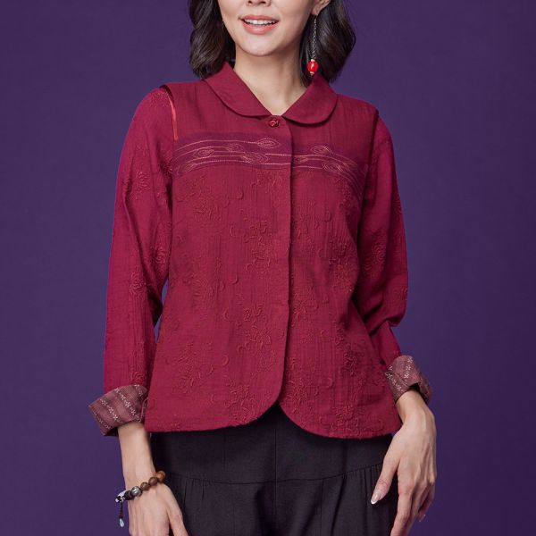 刺繡車花有裡背心 