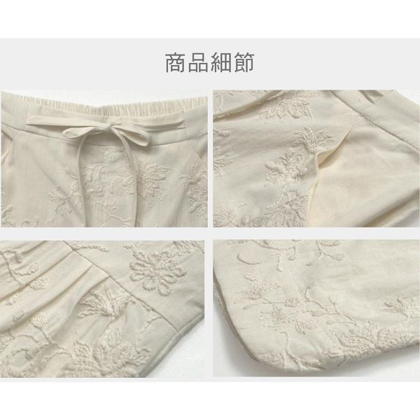 刺繡綁結浪漫農夫褲 