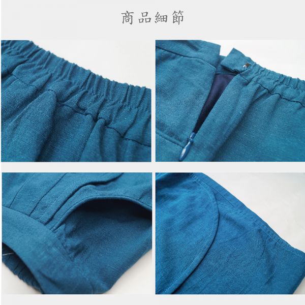 亞麻圓弧褲裙 